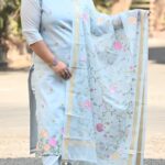 Mul Chanderi 3-Piece Kurti Set With Heavy Embroidered Dupatta