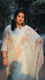Tie Neck Kota 3-Piece Kurti Set With Heavy  Embroidered  Dupatta - Image 3