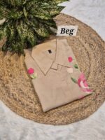 Shirt Style  A Line One Piece Dress With Hand Embroidery - Image 3