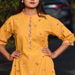 A Line One Piece Dress With Hand Embroidery