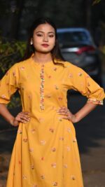 A Line One Piece Dress With Hand Embroidery