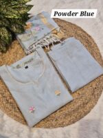 Mul Chanderi 3-Piece Kurti Set With Heavy Embroidered Dupatta - Image 3