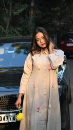 Shirt Style  A Line One Piece Dress With Hand Embroidery