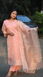 Kota 3-Piece Set Kurti With Heavy Floral Embroidered Dupatta - Image 7