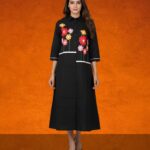 A Line One Piece Dress With Floral  Applique Work