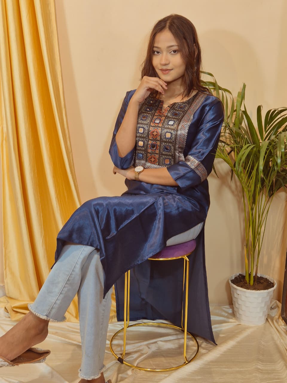 Mashroo Silk Mirror Work