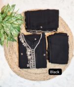 Natural Crepe Silk Cutdana Work 3 Piece Set - Image 3
