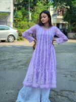 Lucknowi Chikankari Embroidery Georgette Anarkali Kurti - Image 3