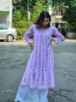 Lucknowi Chikankari Embroidery Georgette Anarkali Kurti - Image 2