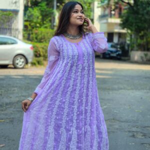 Lucknowi Chikankari Embroidery Georgette Anarkali Kurti