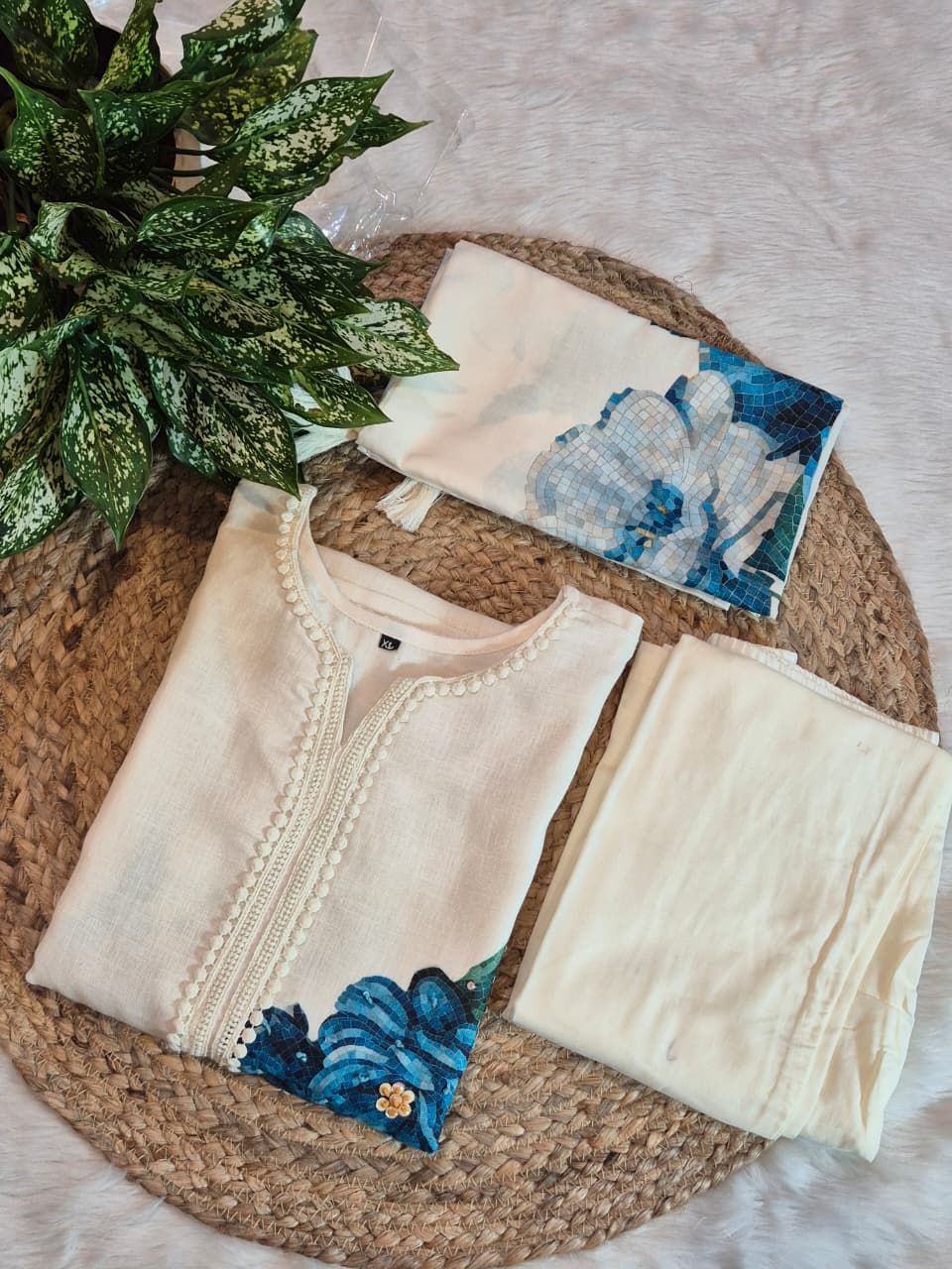 Linen Digital Print 3 Piece Set