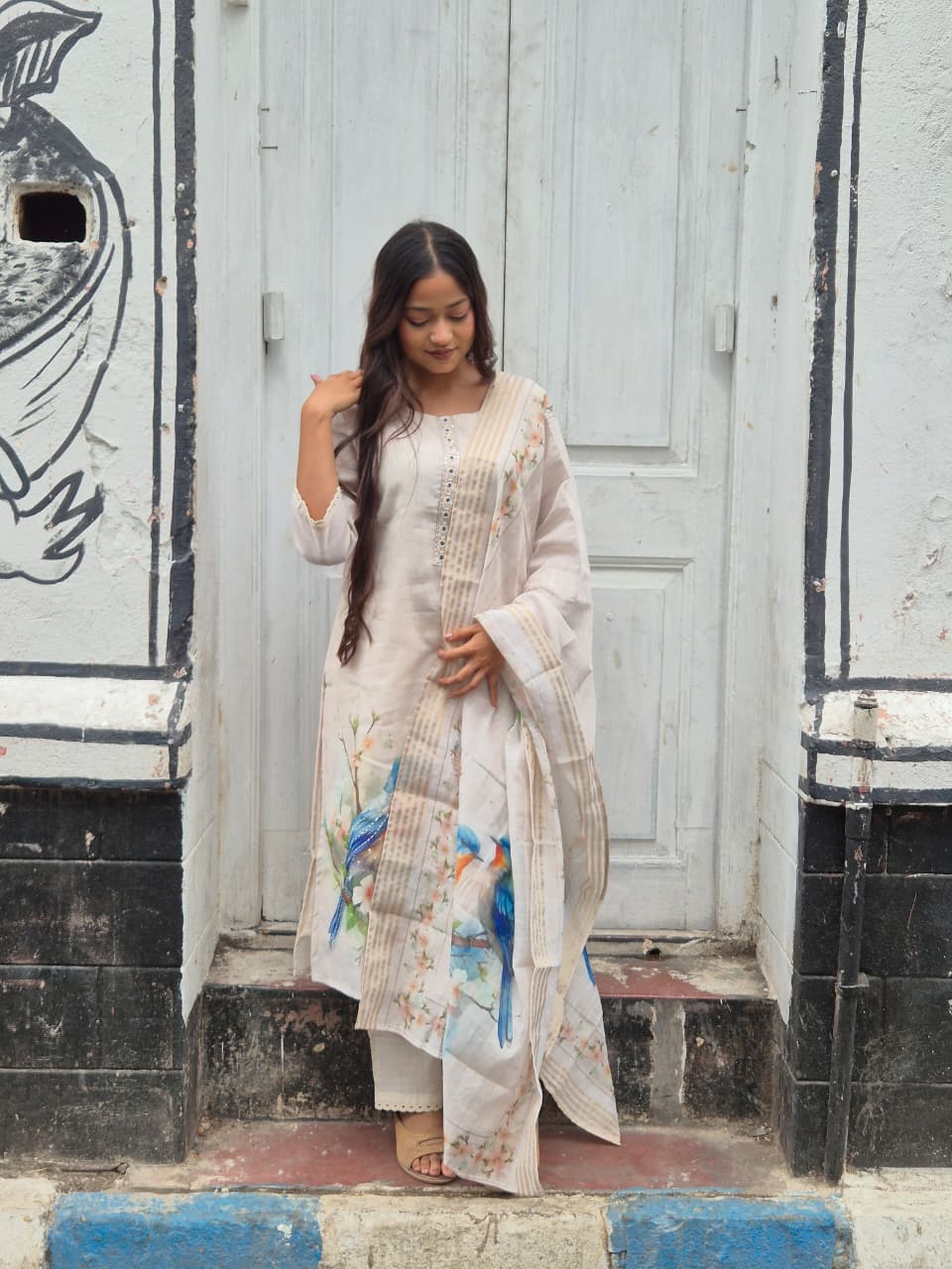 Linen Cutdana Work 3 Piece Set