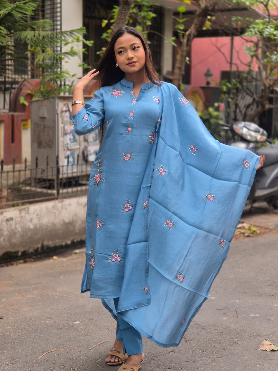 Mul Chanderi 3 Piece Set