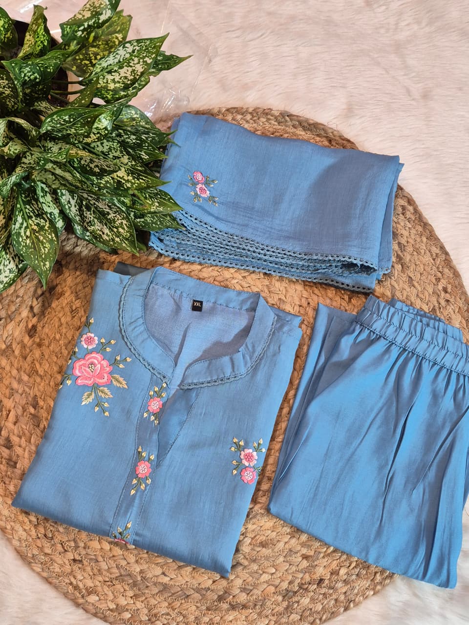 Mul Chanderi 3 Piece Set