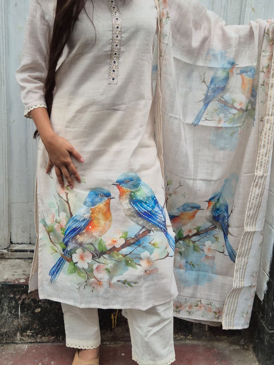 Linen Cutdana Work 3 Piece Set