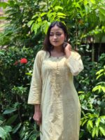 Dobby Cotton Self Chikankari Kurti - Image 3