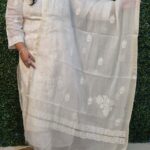 Chikankari Mul Chanderi Dupatta