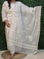 Chikankari Mul Chanderi Dupatta