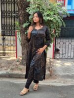 Hand block cord pipin Mashroo   kurti