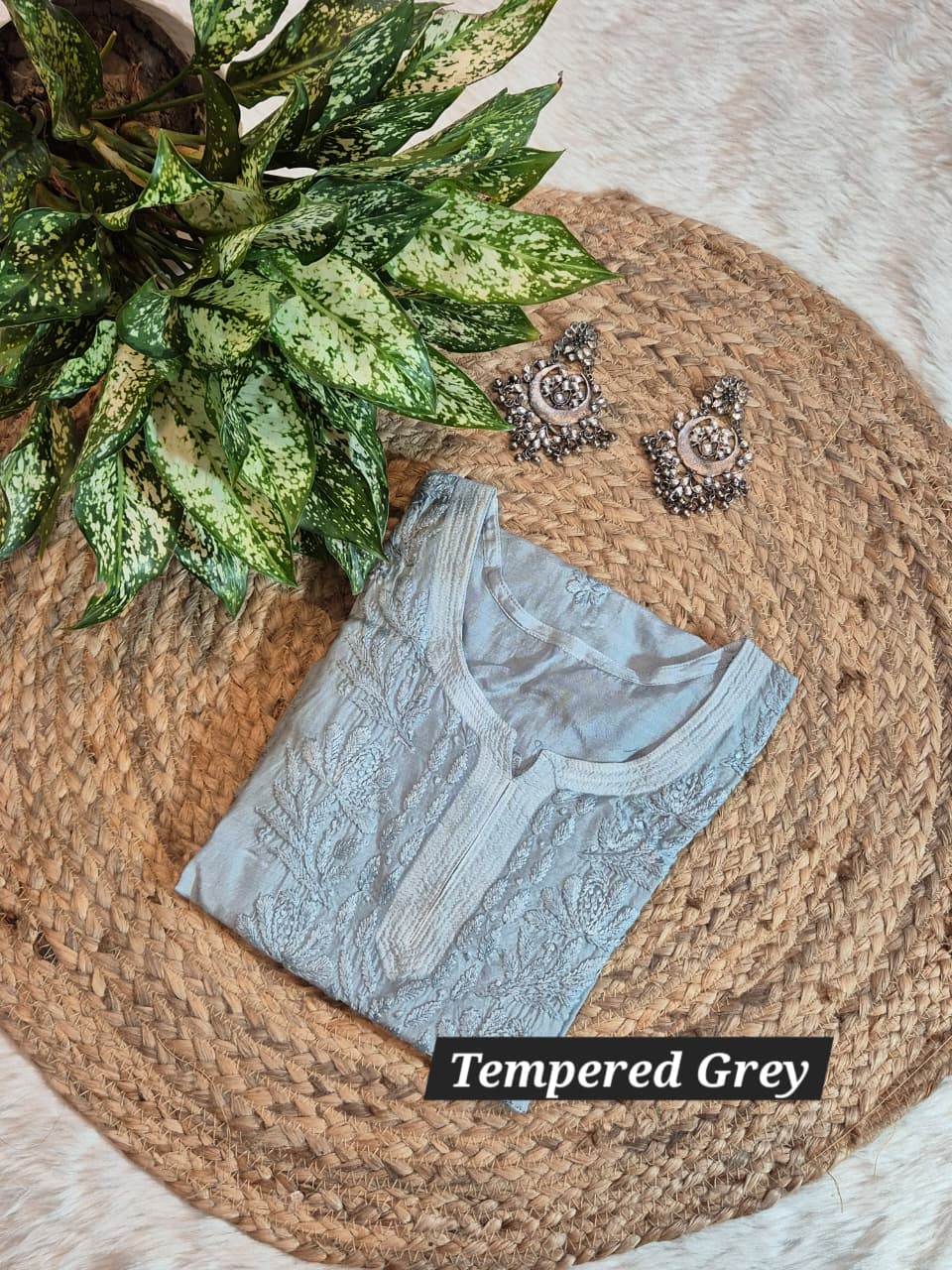 Chikankari Maslin Short Top