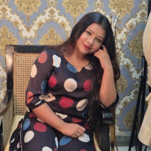 Polka dot hand block  modal kurti