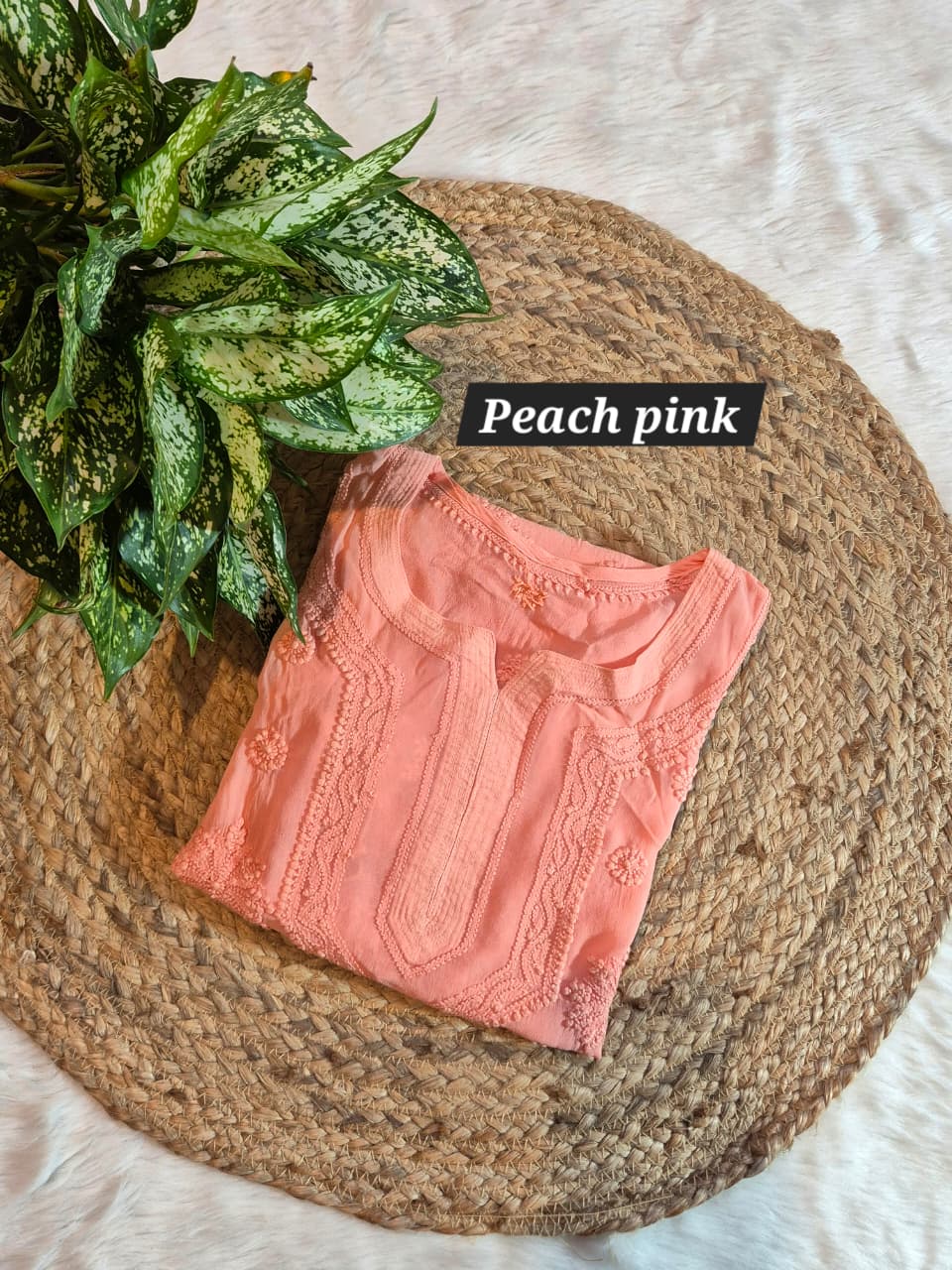 Chikankari Viscose Self Short Top