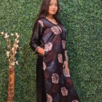Hand block Mashroo  kurti
