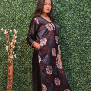 Hand block Mashroo  kurti