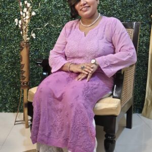 7d Viscose Ombre shade luknowi Chikankari kurti