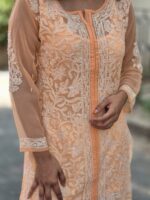 Chikankari Gorgette Front Open Full jal Kurti - Image 5