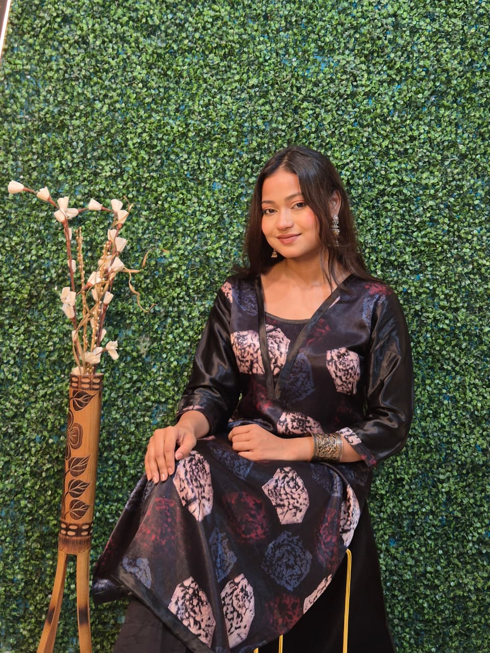 Hand block Mashroo kurti