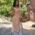 Chikankari Gorgette Front Open Full jal Kurti