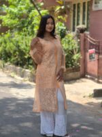 Chikankari Gorgette Front Open Full jal Kurti