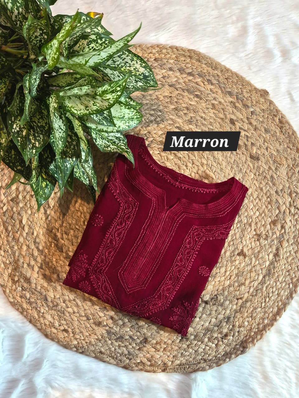 Chikankari Viscose Self Short Top