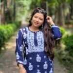 Chikankari Modal Heavy Glass Neck Kurti
