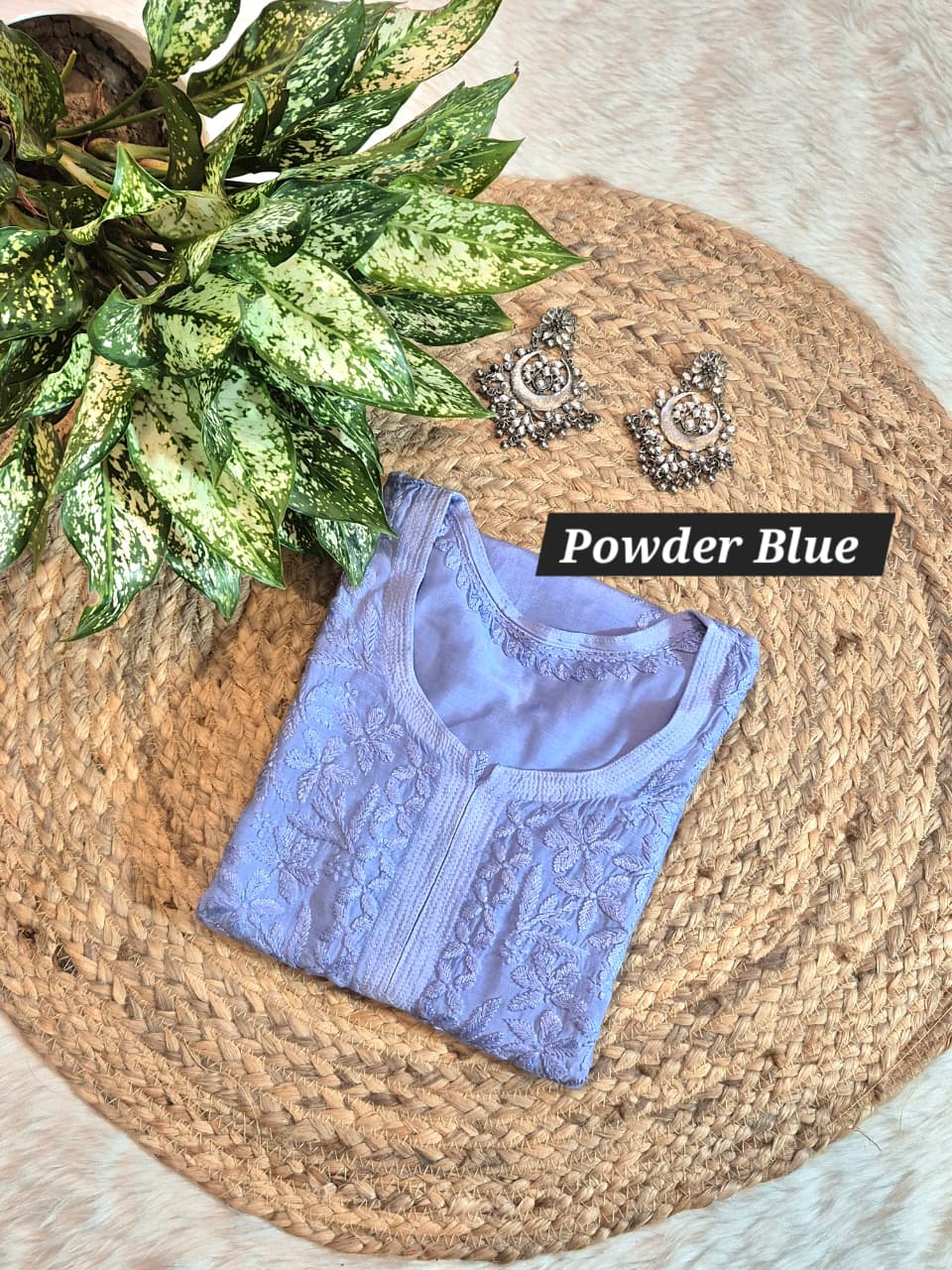 Chikankari Maslin Short Top