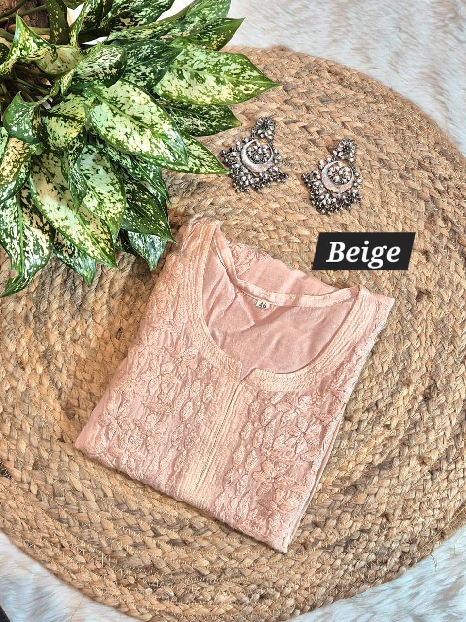 Chikankari Maslin Short Top