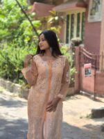 Chikankari Gorgette Front Open Full jal Kurti - Image 4