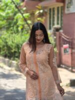 Chikankari Gorgette Front Open Full jal Kurti - Image 2