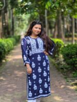 Chikankari Modal Heavy Glass Neck Kurti - Image 3