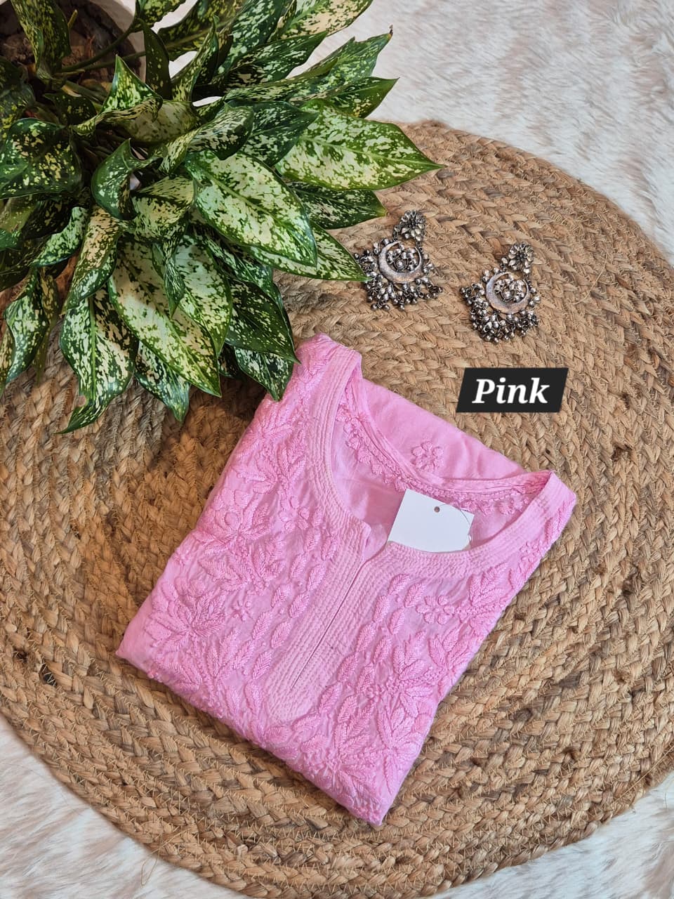 Chikankari Maslin Short Top