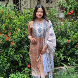 Floral print dual shade cotton 3pc