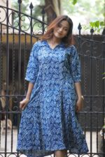 Bagru Indigo Handblock Plitied Dress - Image 3