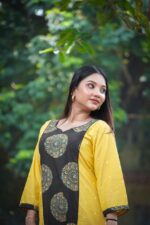 Ajrakh Patch With Handloom Cotton Buta Work Aline Dress - Image 2