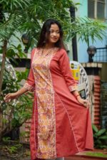 Pomagranet Patch With Khadi Peiping A-line Dress - Image 4