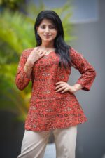 Gamthi Ajrakh Handblock Short Kurti - Image 3