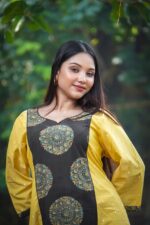 Ajrakh Patch With Handloom Cotton Buta Work Aline Dress