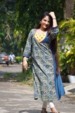 Bagru Handblock Mirror Work kurti - Image 2