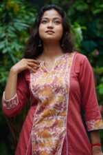Pomagranet Patch With Khadi Peiping A-line Dress - Image 2