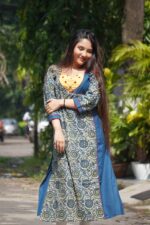 Bagru Handblock Mirror Work kurti - Image 3